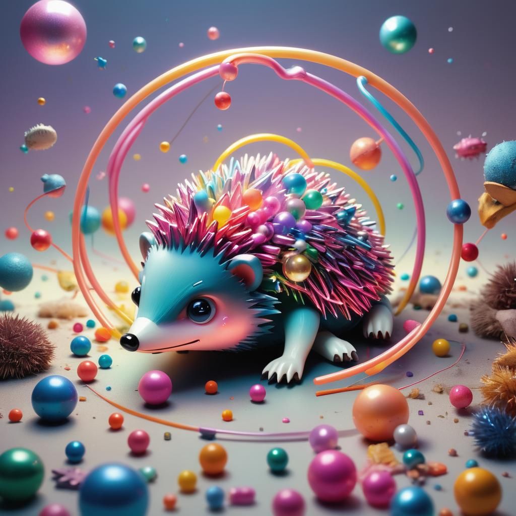 Toy Space Hedgehog in Surreal Sci-Fi Style