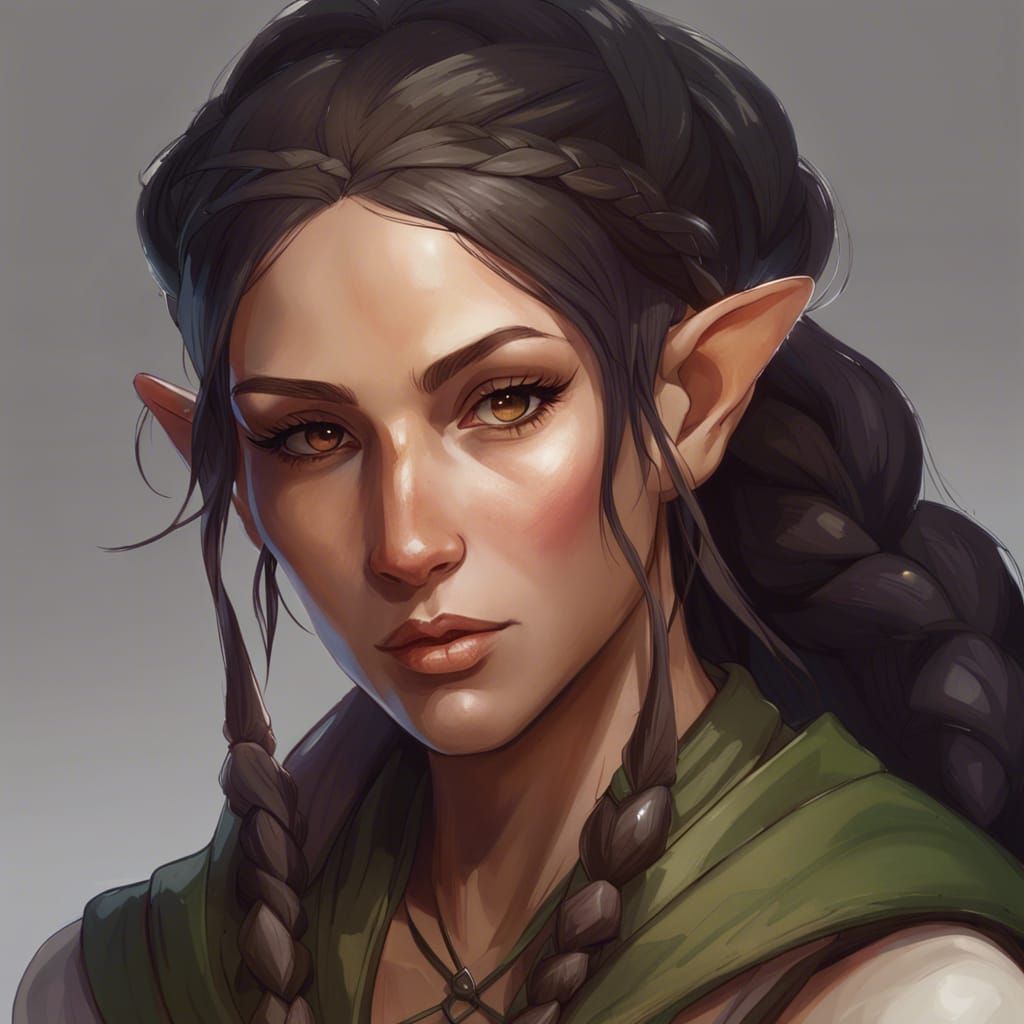 Elf Monk Portrait in Fantasy Art Style