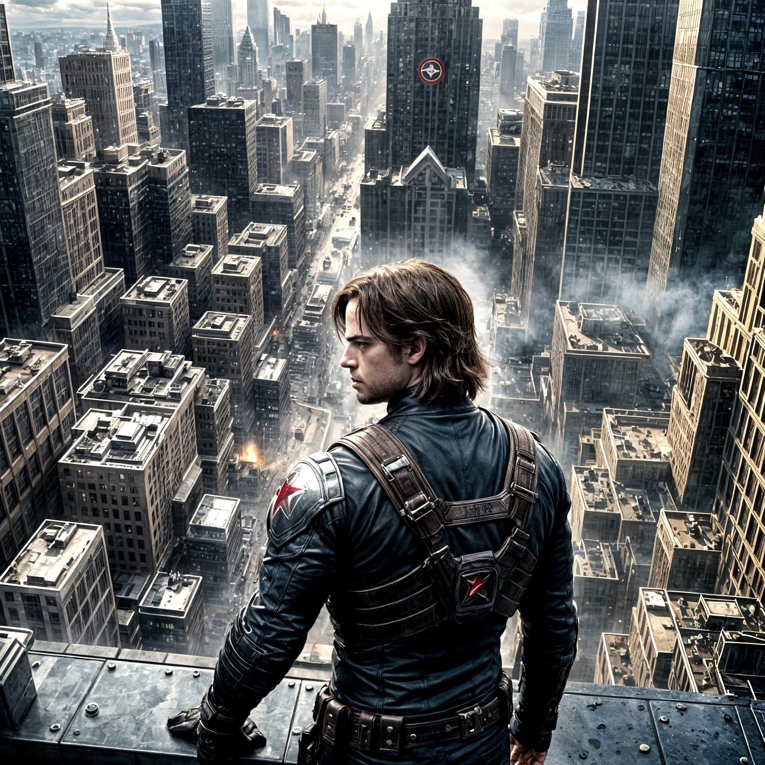 Winter Soldier Gazing at Avengers Tower