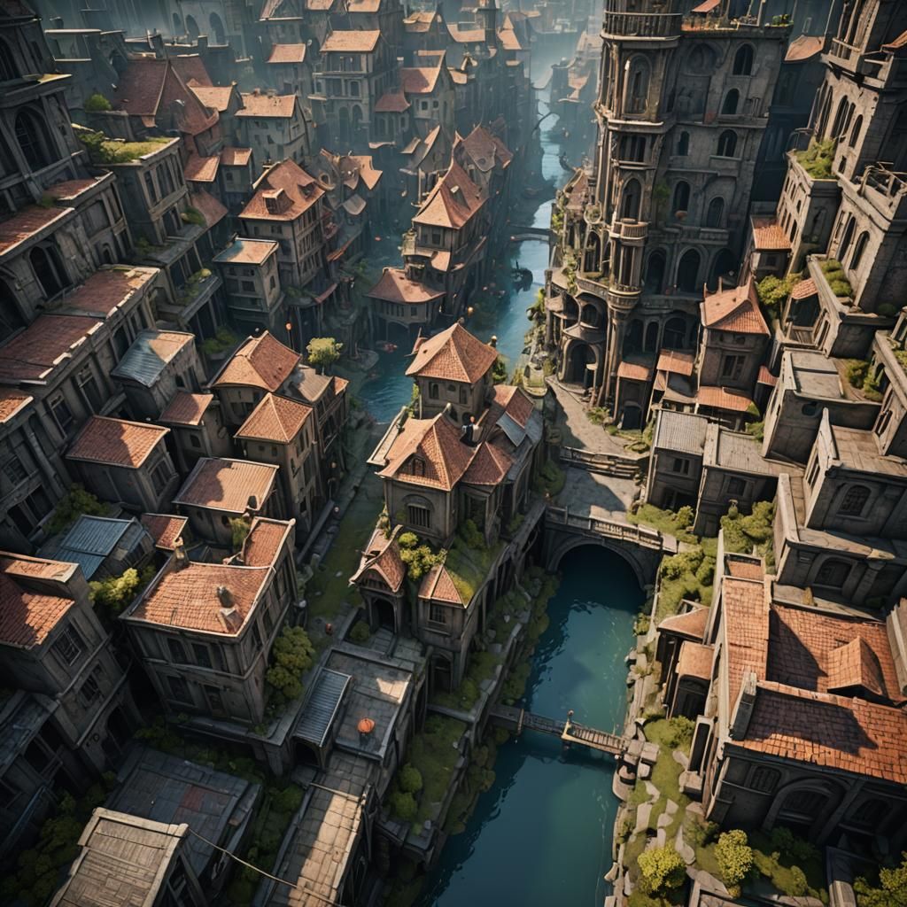 Detailed Underground City Street Concept Art