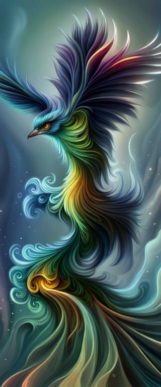 Floral Phoenix Bird Digital Painting in 8K