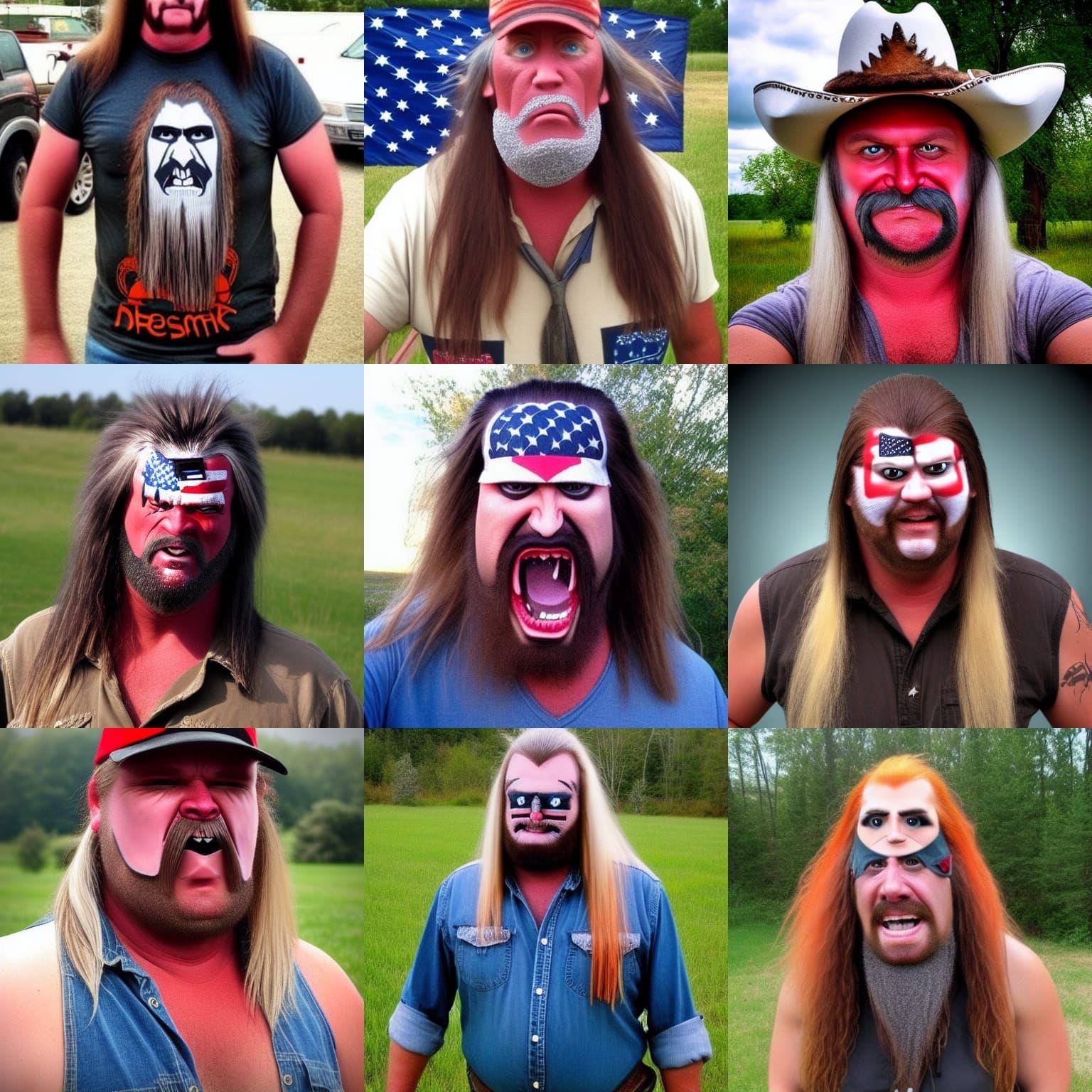 Humorous Portrait of a Crazy Redneck Horseman