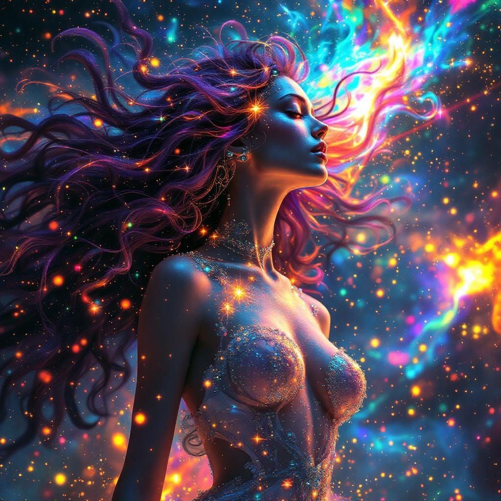 Luminous Goddess of Refracting Light in Art Deco