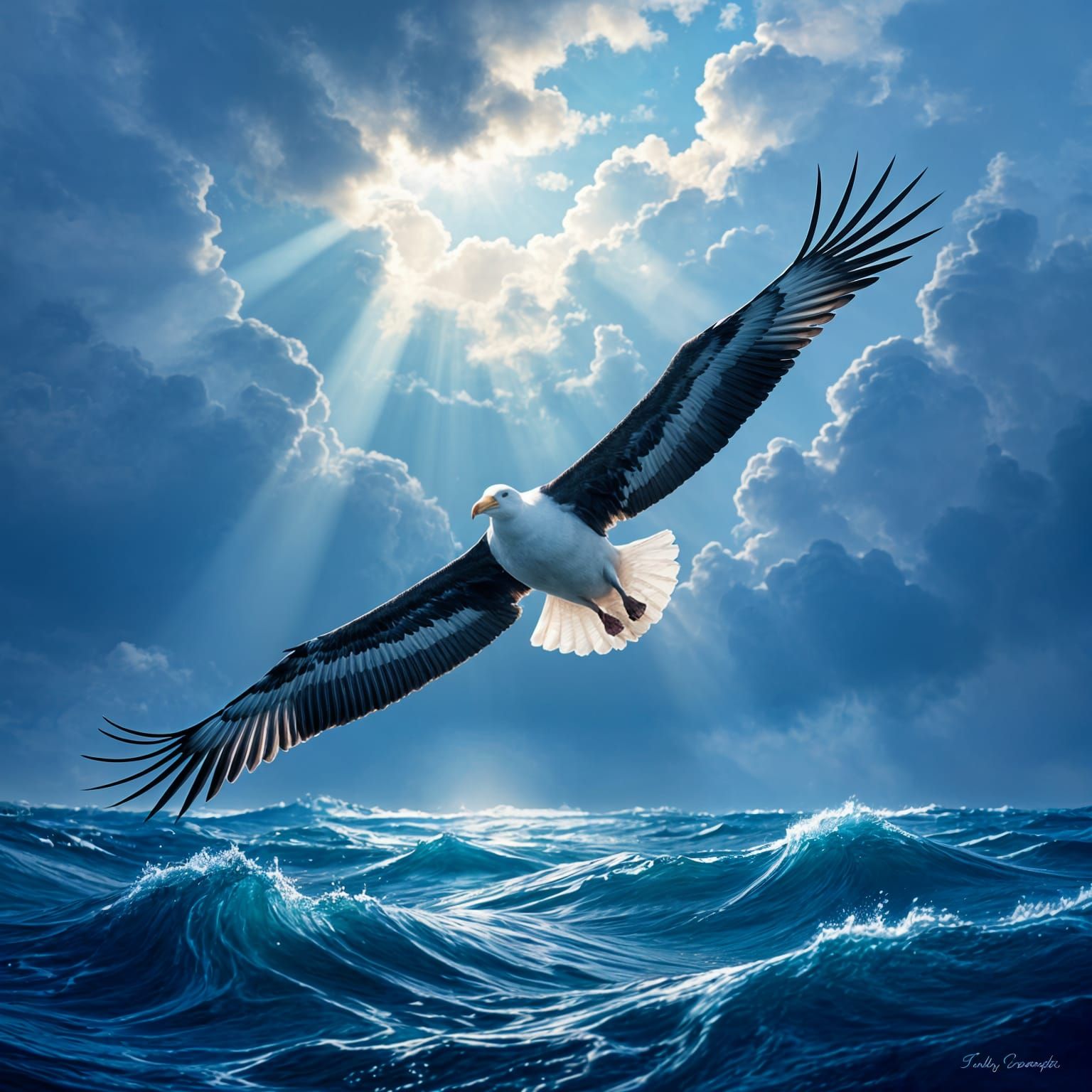 Majestic Albatross Soaring Over a Vast Ocean