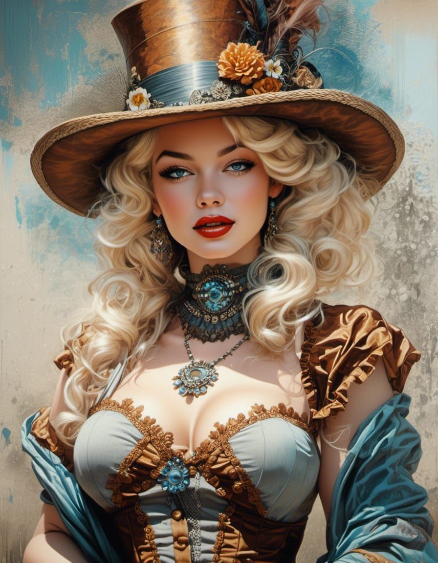 Steampunk Marilyn Monroe Portrait in Victorian Dress