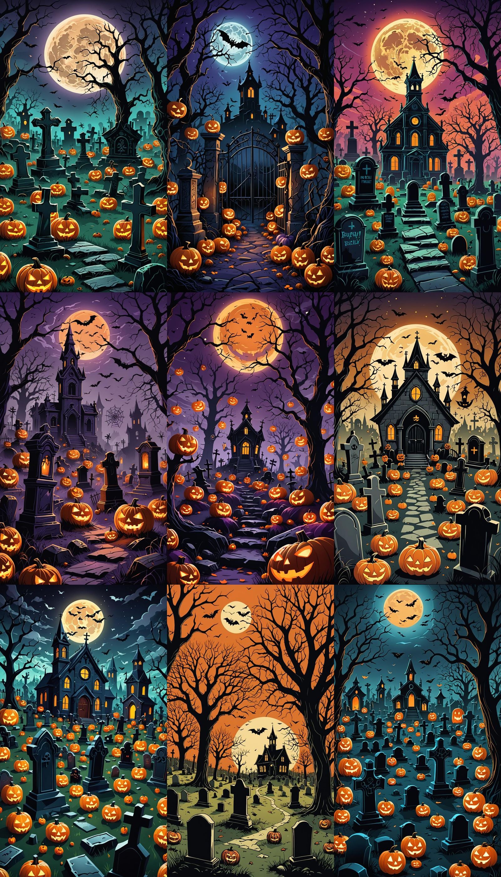 Spooky Graveyard Vector Design for Halloween