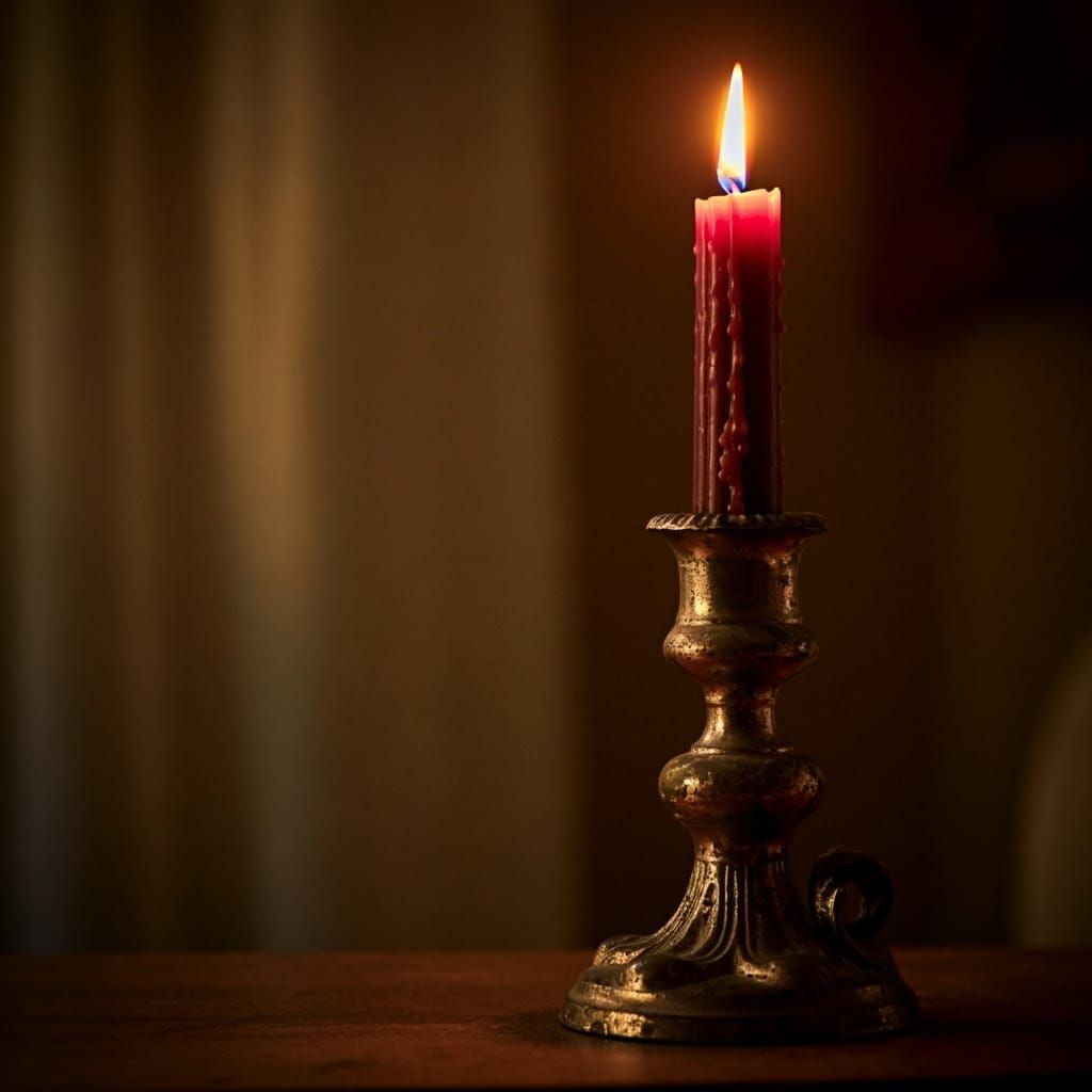 Warmth of an Antique Candle in a Luxurious Candlestick