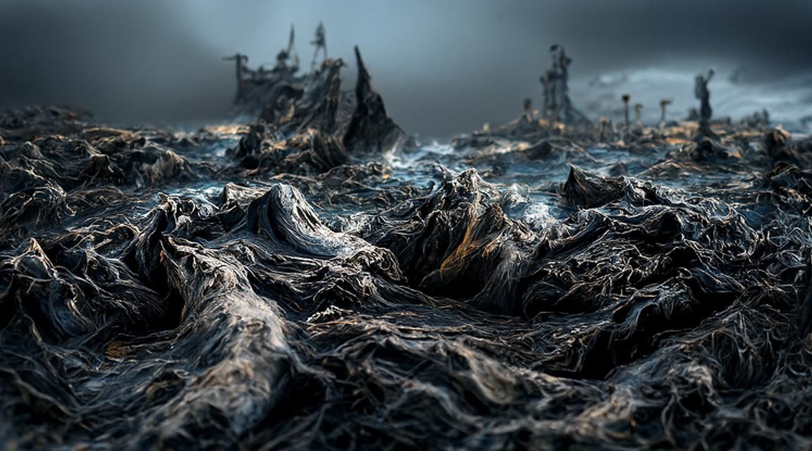 Fiery Death Ship on Ghoul-Infested Stormy Seas