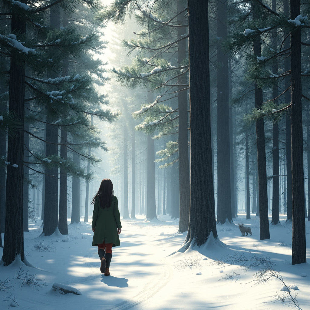 Winter Forest Walk: 3D Anime Art