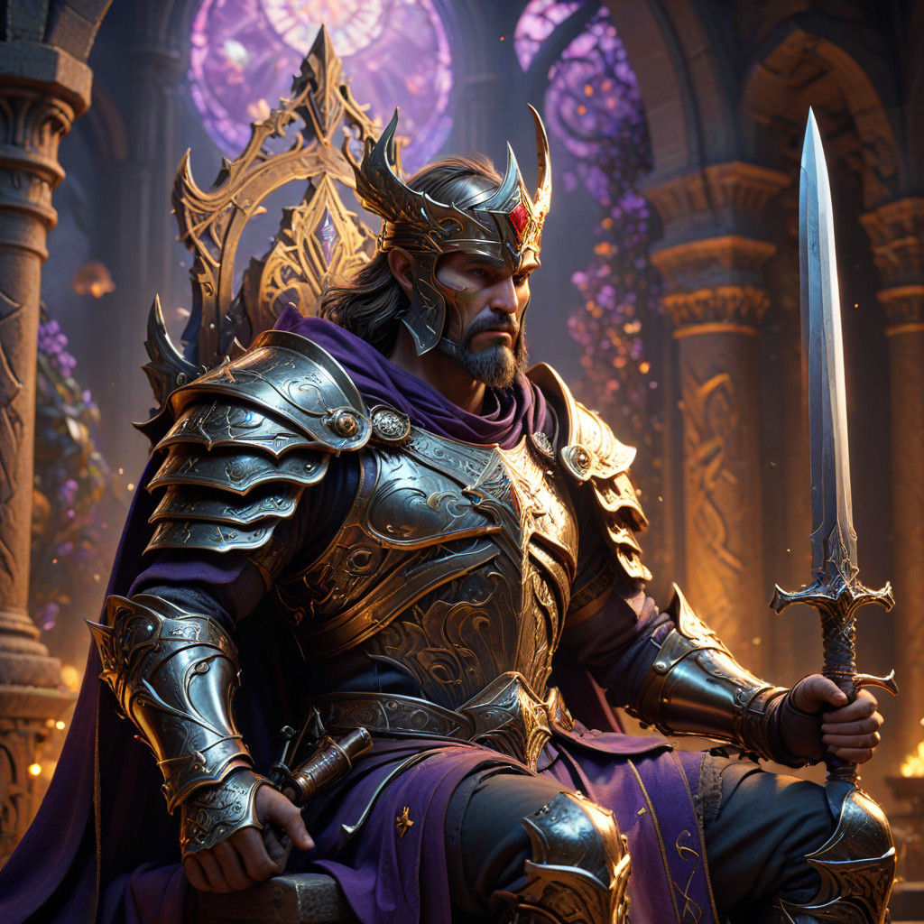 Regal Warrior King in Hyper-Realistic Digital Painting