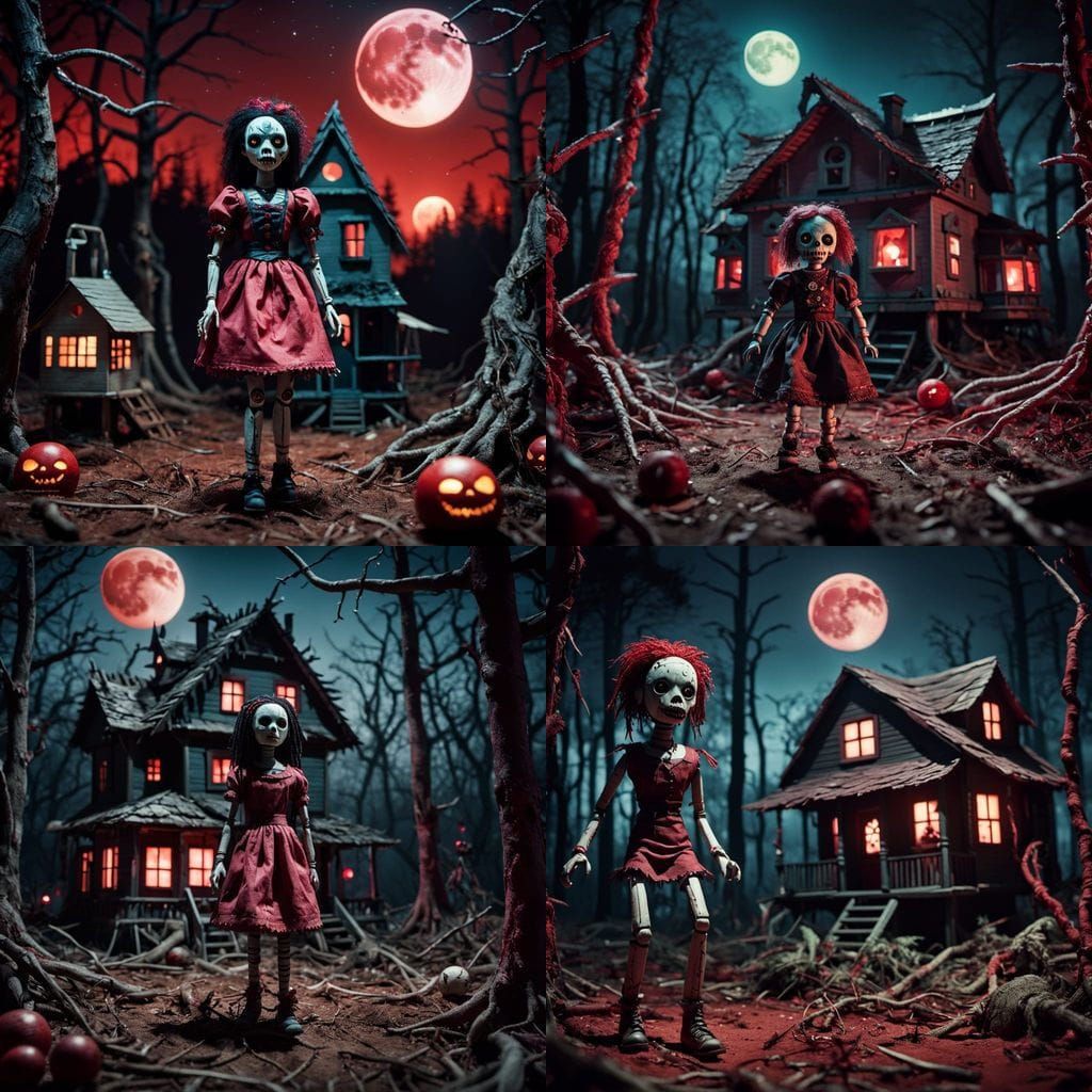 Voodoo Doll Stomping Through Twisted Forest