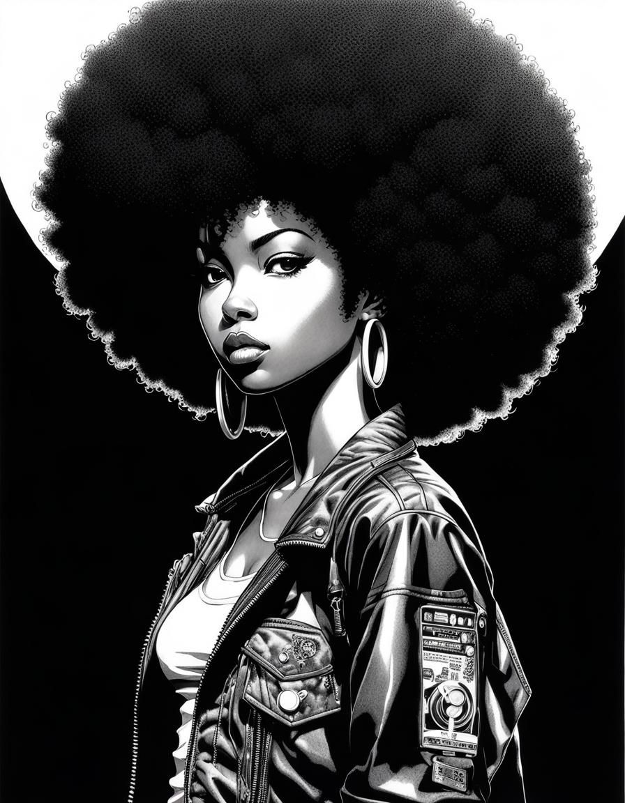 Gorgeous Afro Woman in Manga Style