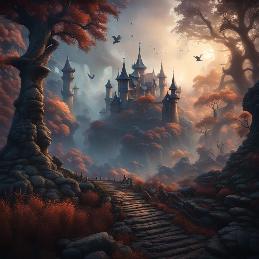 Fantastical Forest Landscape in Deep Color