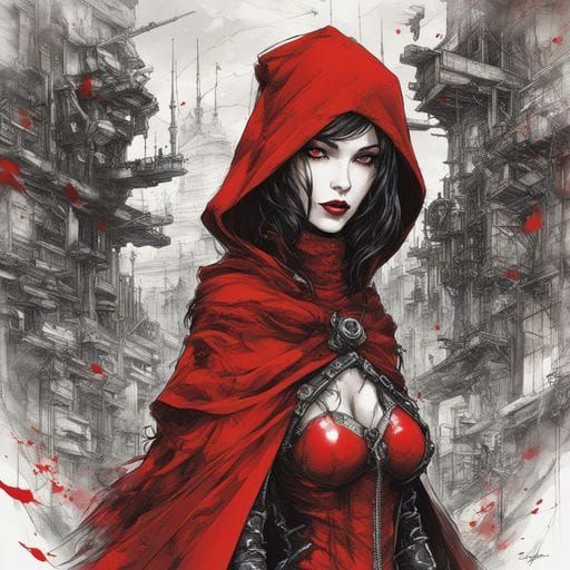 Cyber Gothic Little Red Riding Hood Portrait