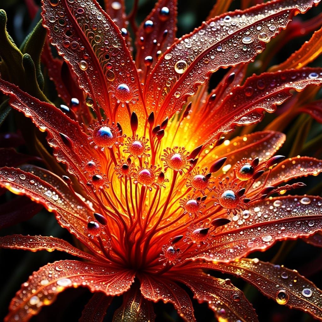 Intricate Glass Flower Art in Sunset Hues