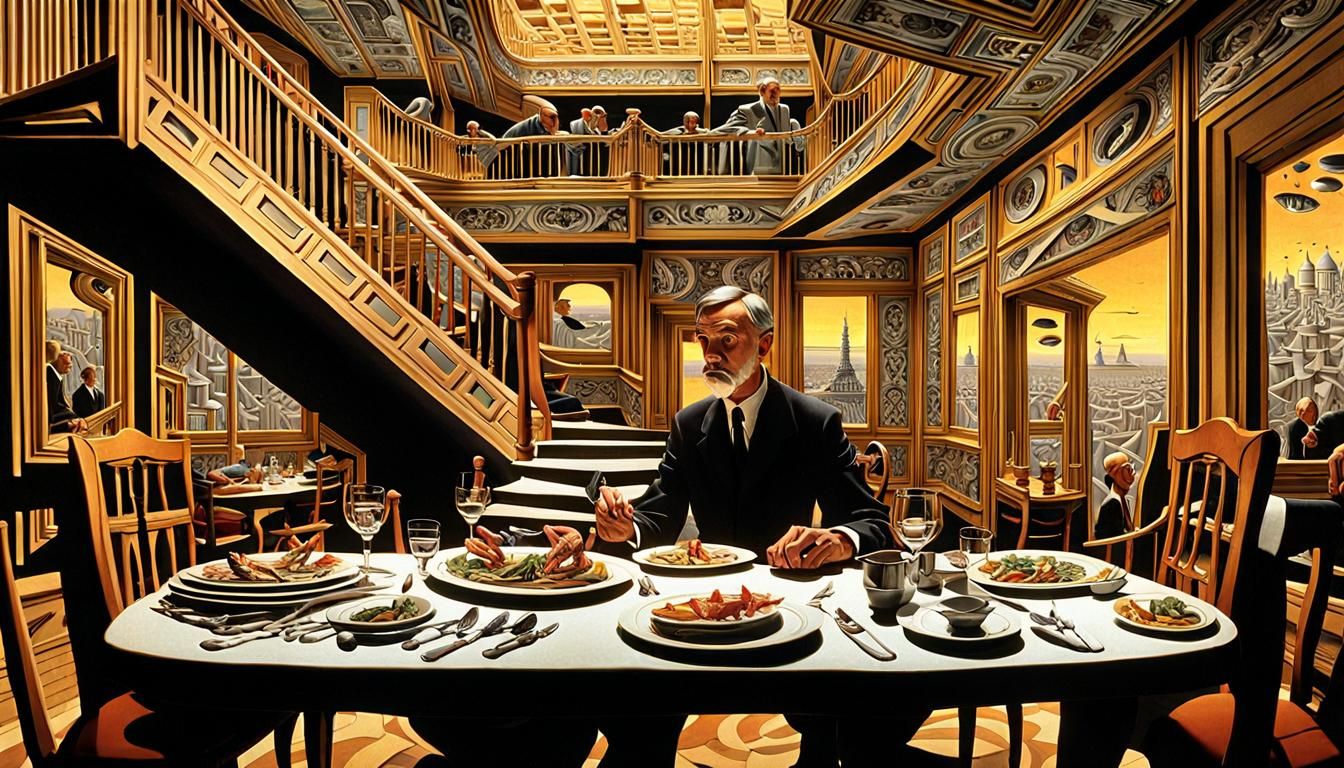 Surreal Dinner with Impossible Shapes, Escher-esque