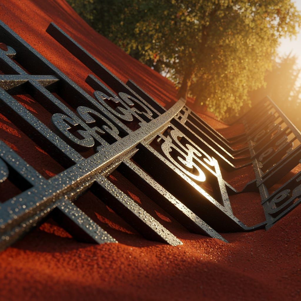 Gates Submerged in Verdant Landscape