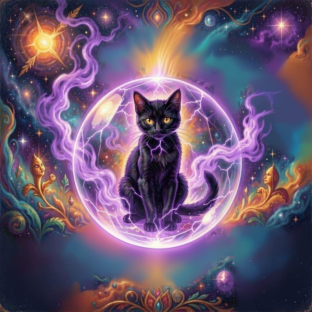 Black Cat Genie in Crystal Ball