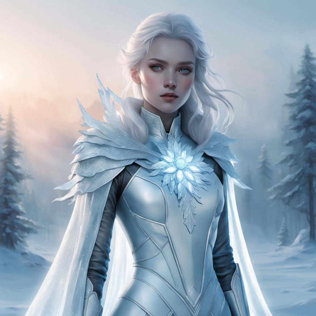 Winter Goddess in Frosty Digital Fantasy