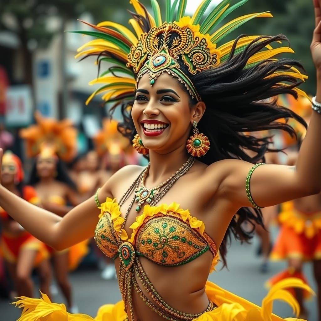Vibrant Carnival Dancer in Brazilian Costume