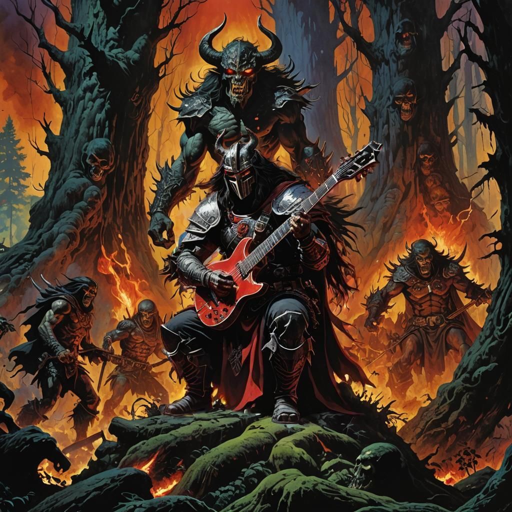 Metal Music Album Cover in Dark Cyberpunk Style