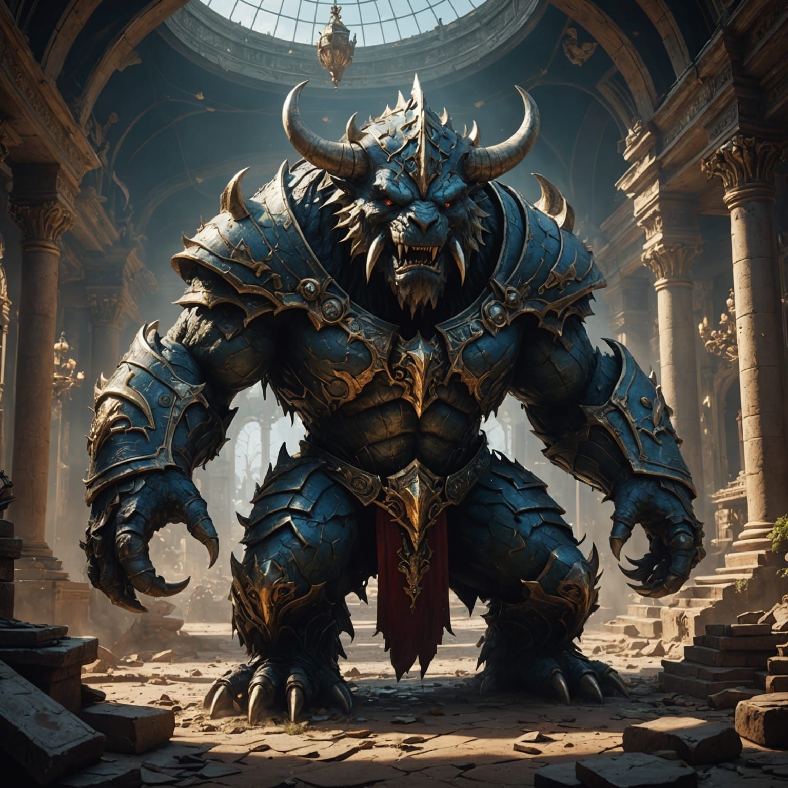 Monster Mogul Wins Big in Casino: Detailed Matte Painting