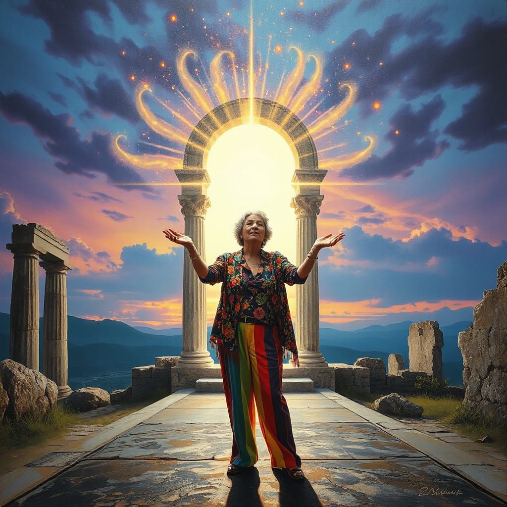 Mystical Ritual in Surreal Oil Painting Style