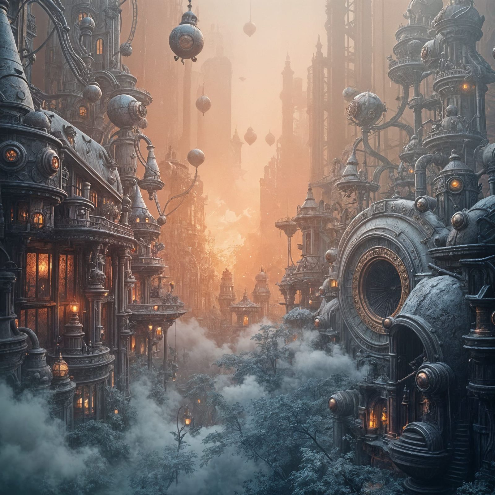 Ethereal Steampunk Fantasy in Gray and Rosegold