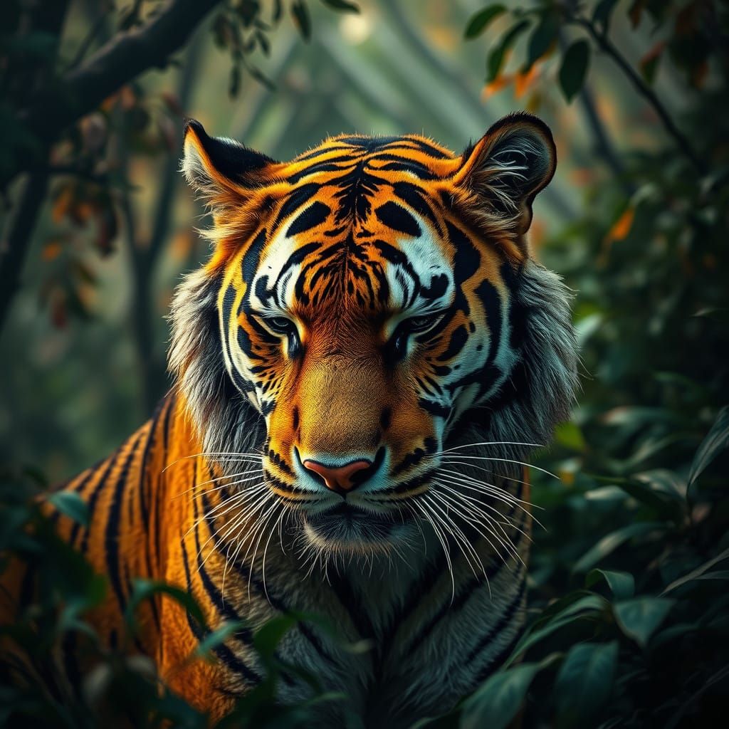 Majestic Tiger Lost in Lush Jungle