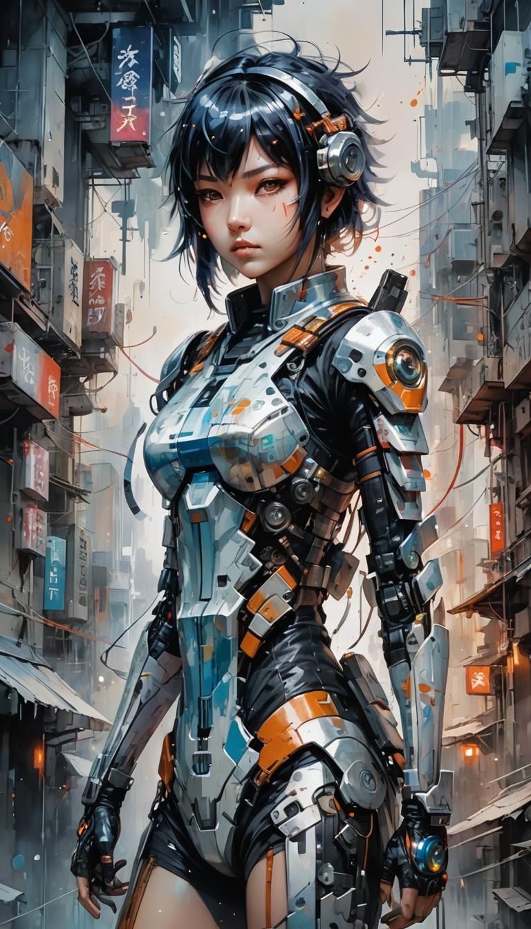 Futuristic Ninja Android in Hyperrealistic Sci-Fi