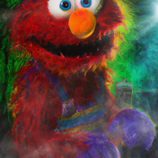 Elmo as Horror Character in Ethereal Fantasy Style