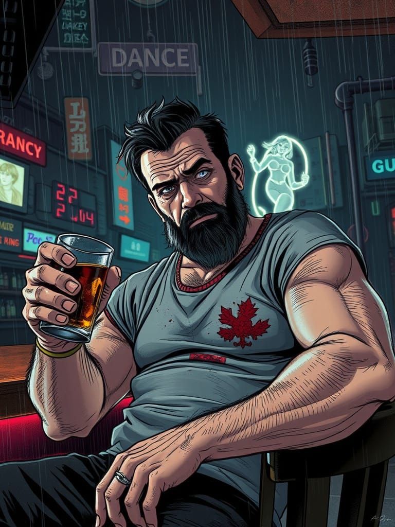 Middle-Aged Troubled Soul in a Cyberpunk Wasteland