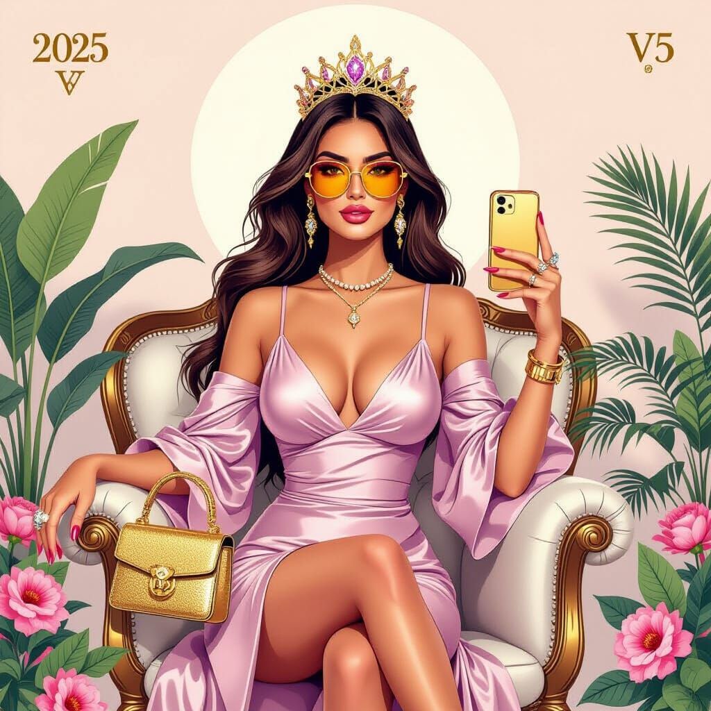 Neo Pop Art Tarot Empress With Pastel Palette