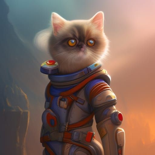 Astronaut Cat in Detailed Digital Painting