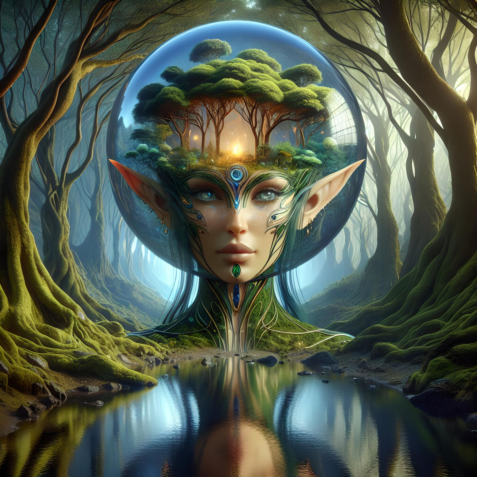 Elven Deity with Forest Bubblehead
