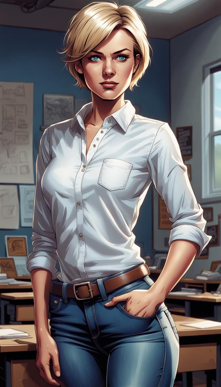 Young Woman in Comic Book Art Style