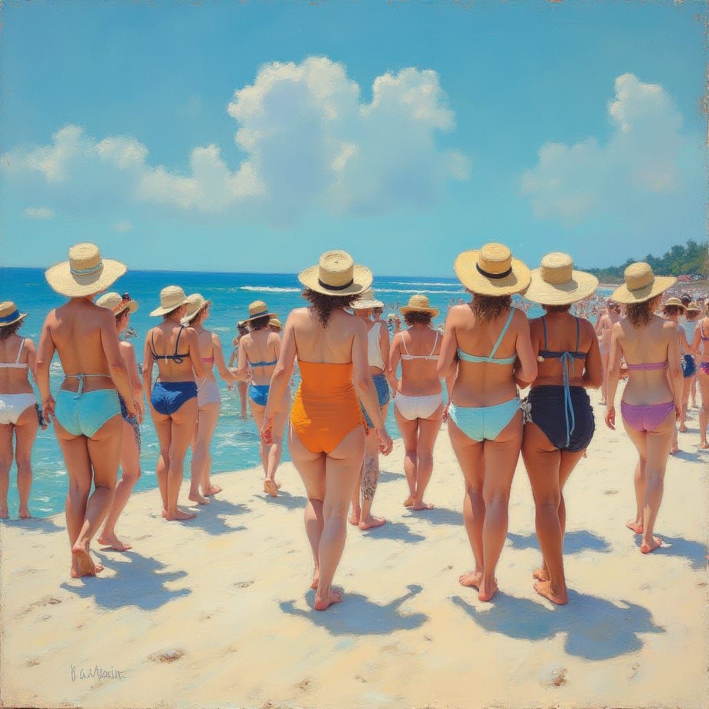 Impressionist Summer Crowd at the Beach