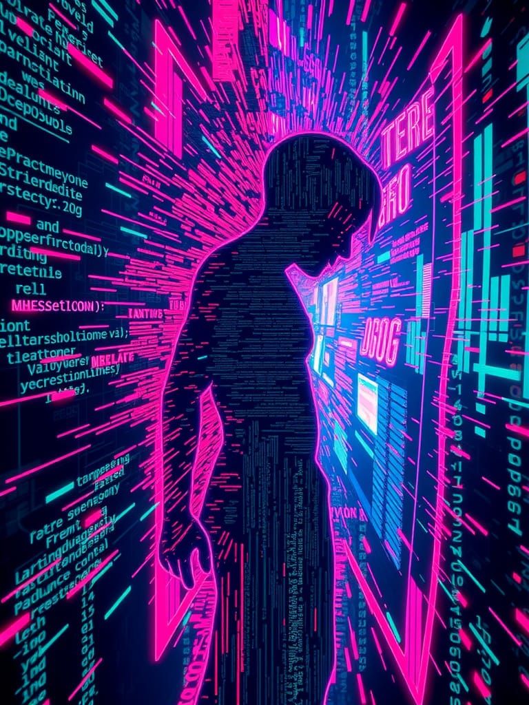 Distorted Figure in Cyberpunk Style