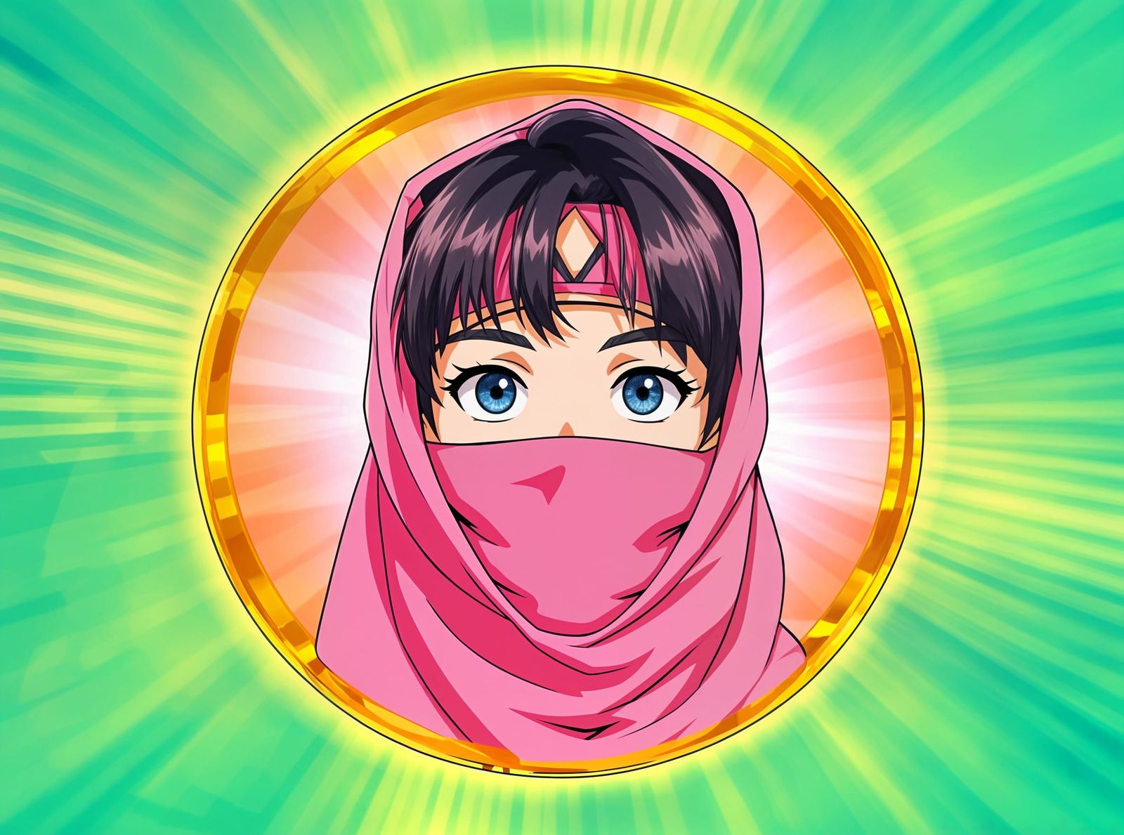 Pink Ninja Ranger Morph in Retro Anime Style