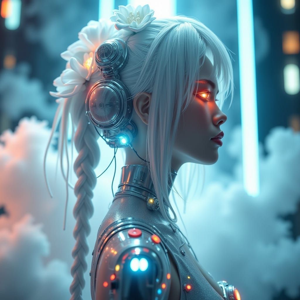 Cyborg Queen in Silver Castle Digital Transformation