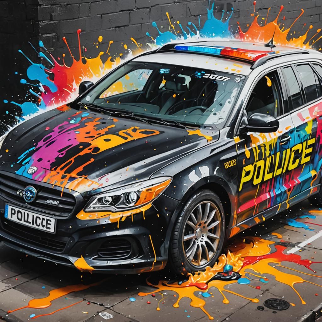Graffiti Art Police in Splash Art Style