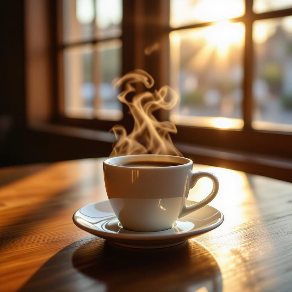 Steaming Espresso in Morning Light