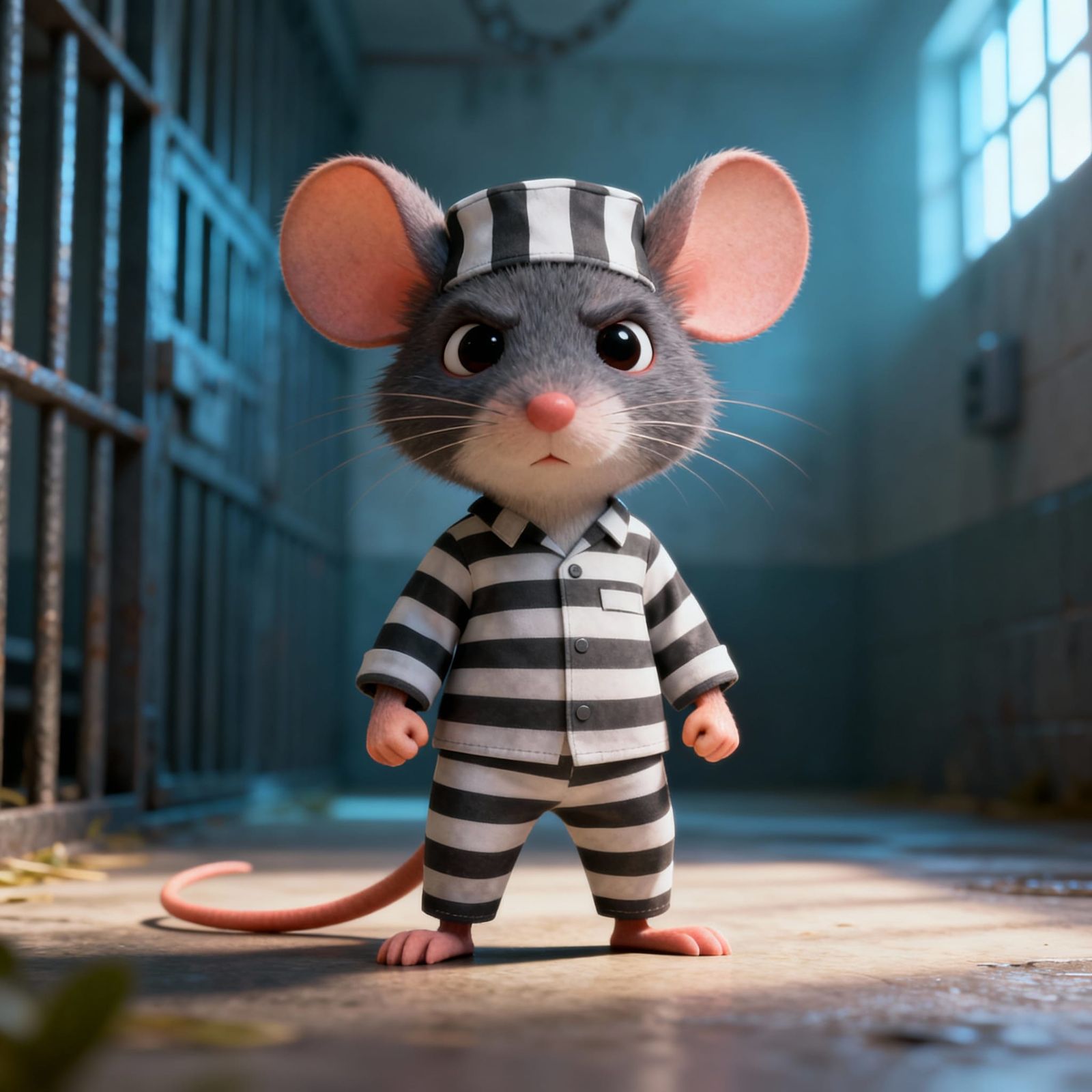 Defiant Mouse Character in Anime 3D Style