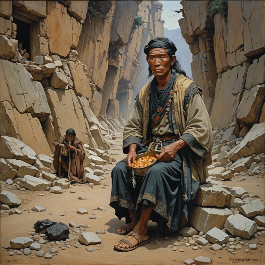 Surreal Metal Landscape in Oil Painting Style