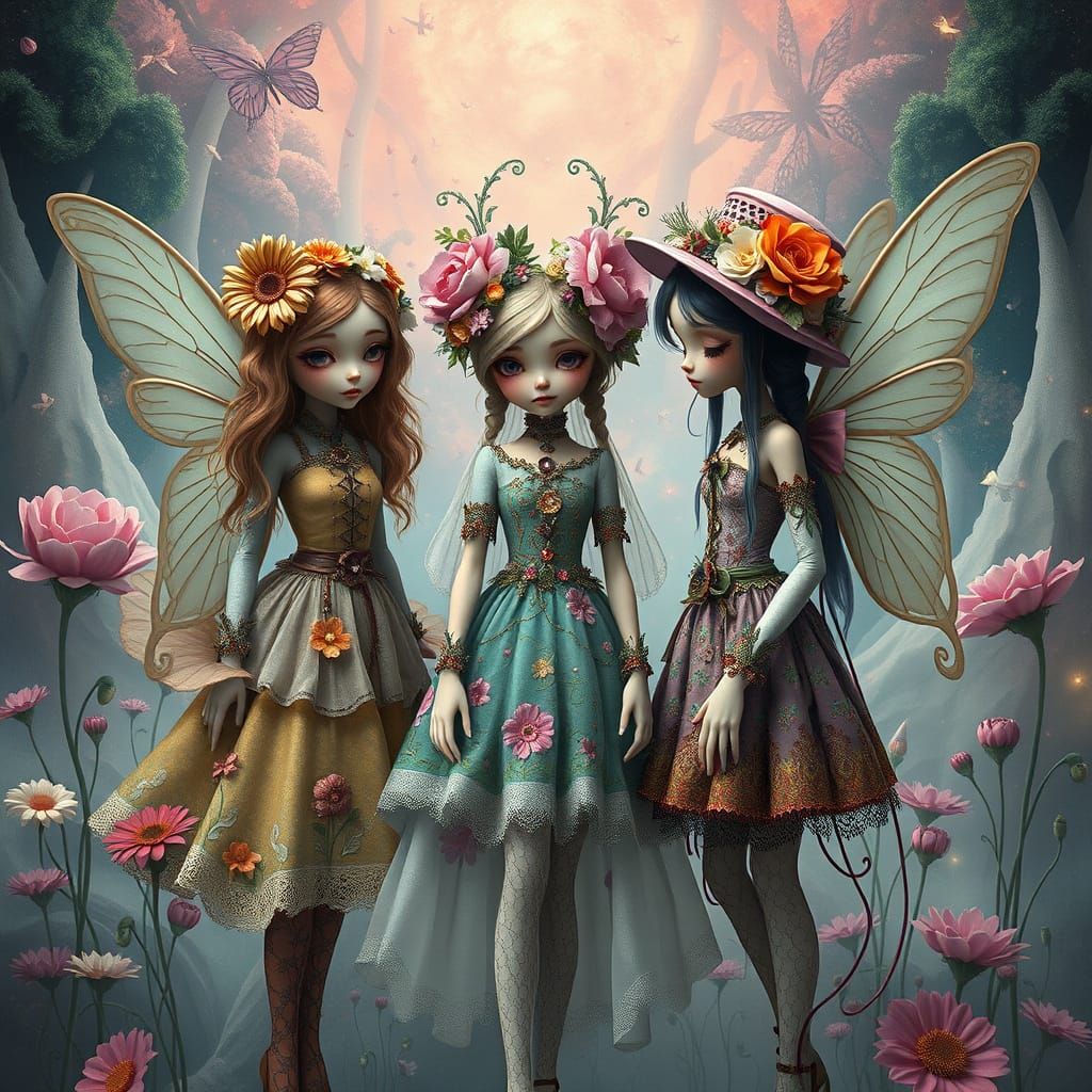 Ethereal Fairies in a Mystical Floral Dreamscape