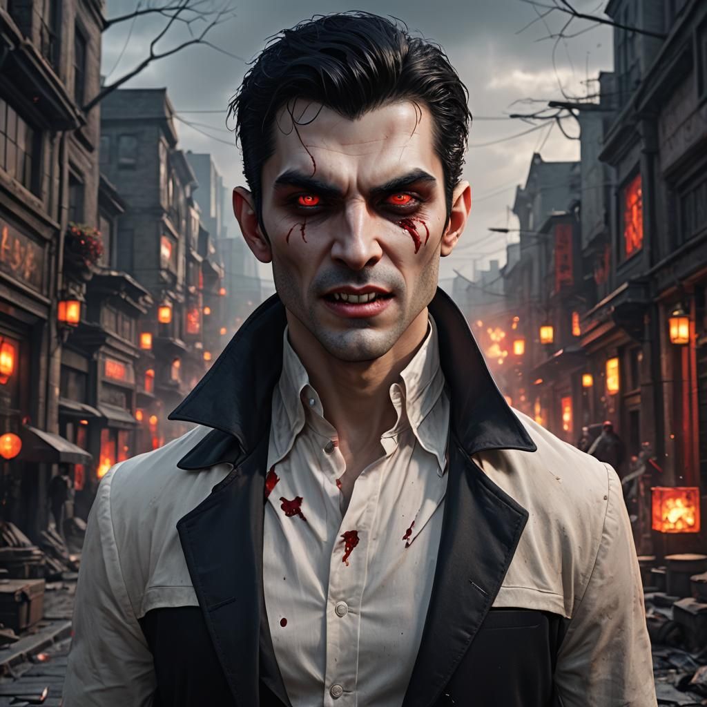 Handsome Modern Vampire in Detailed Matte Painting