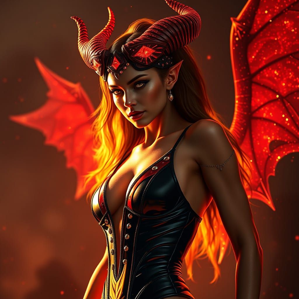 Sensual Lilith Goddess Radiates Power in Shimmering Red and ...