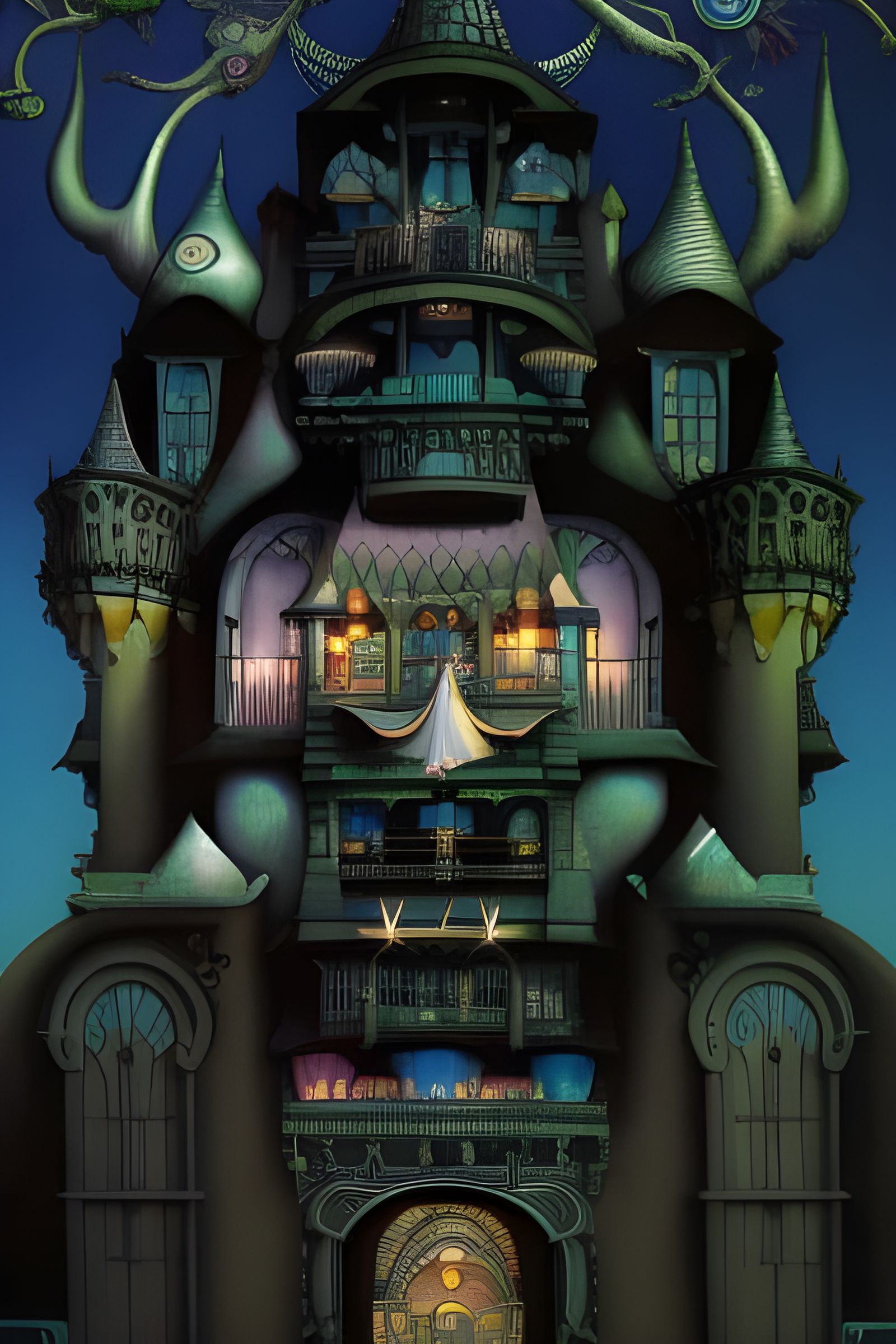 Surreal Fairytale Castle in Hyperdetailed Style