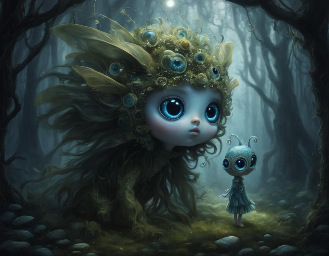 Liminal Fairytale: Adorable Creature with Reflective Eyes