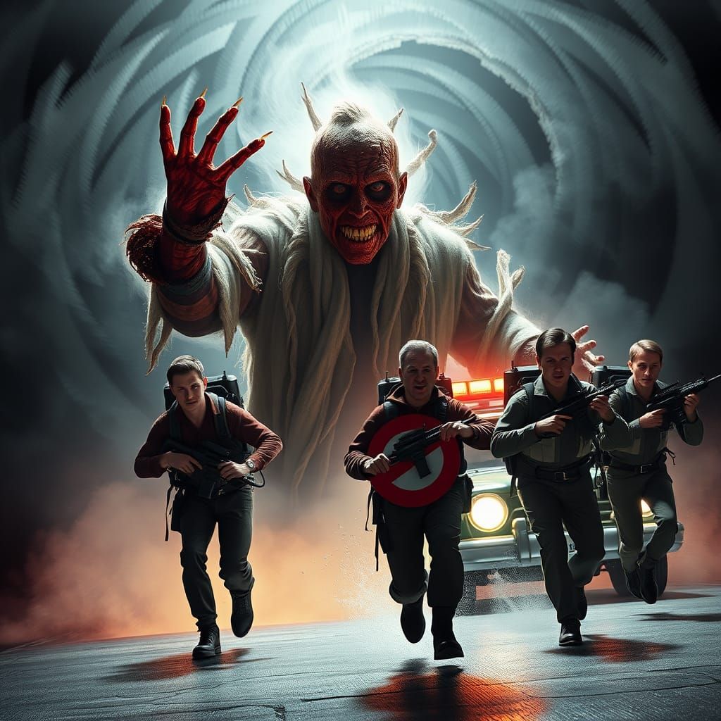 Ghostly Freddy Krueger Hunted by Ghostbusters: Dramatic Conc...